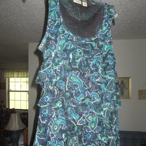 Cato Paisley Ruffle Tank Top